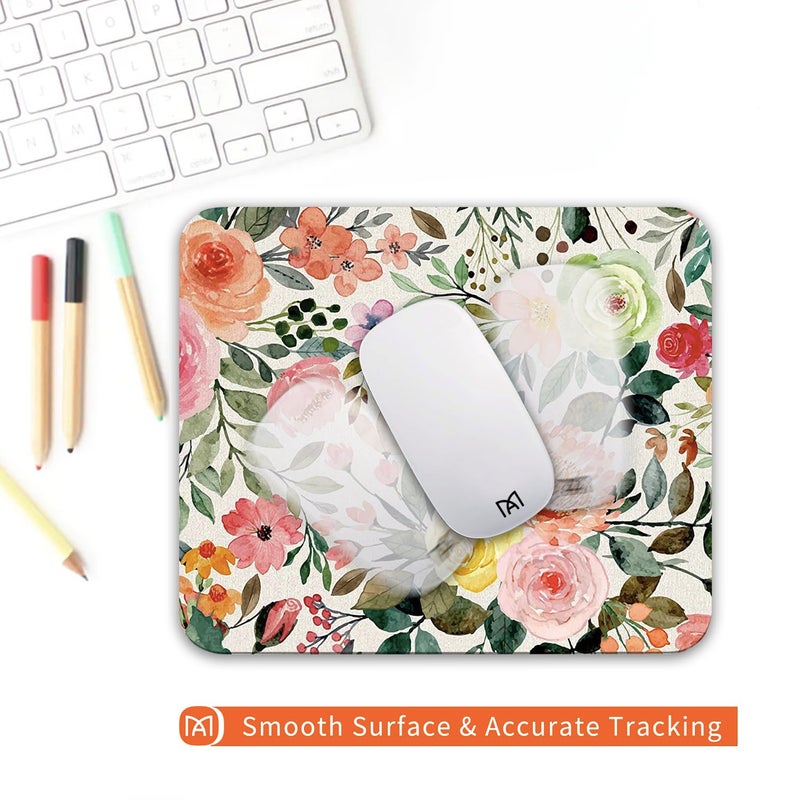 Armanza Square Mouse Pad Watercolour Floral,Personalized Premium-Textured Custom Mouse Mat Design,Washable Mousepad Lycra Cloth,Non-Slip Rubber Base Computer Mouse Pads for Wireless Mouse - Image 4